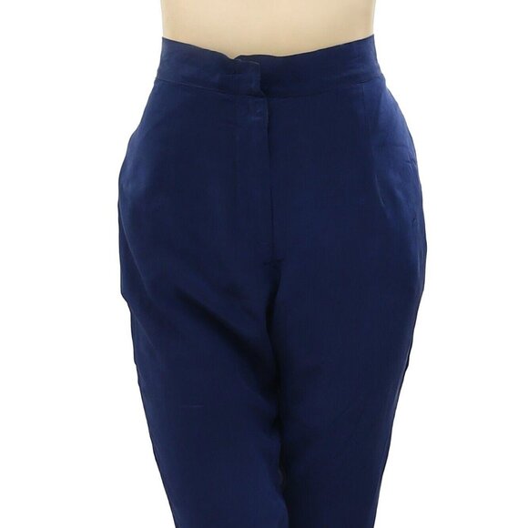 Isabel Marant Etoile Navy Tapered Pants Silk High Waisted Solid Pocket L - Picture 2 of 5